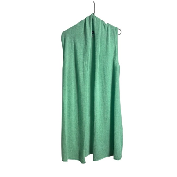Claudia Nichole 100% Cashmere Seafoam Green Open Front Longline Cardigan Shall - Picture 1 of 5